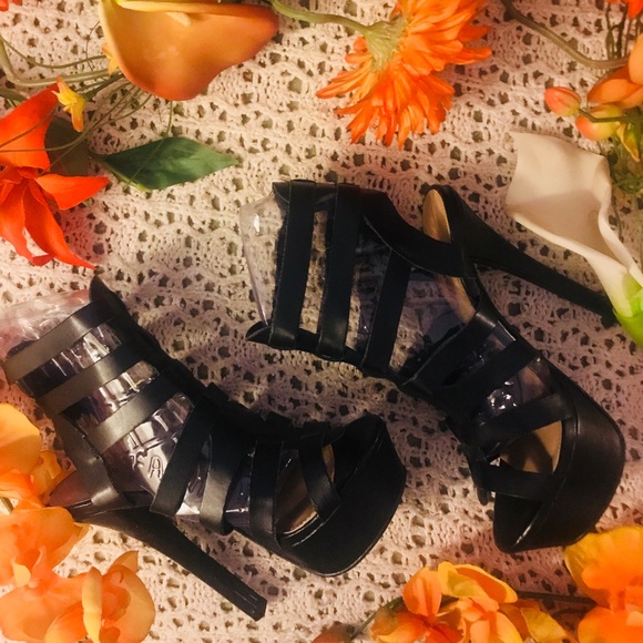 JustFab Shoes - JustFab Black Gladiator Style 6 Inch Heels